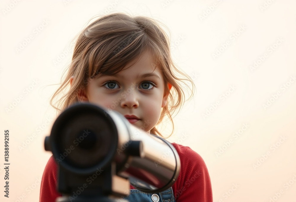 Fototapeta premium Photorealistic natural light portrait of a curious child