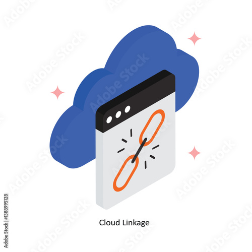 Cloud Linkage Concept Isometric Style Illustrations. Eps 10 File
