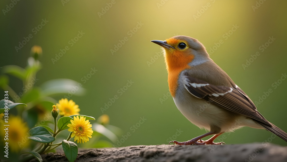 Fototapeta premium Explore dynamic birdwatching in May with refined macro photography techniques, celebrating avian diversity in pristine natural settings.