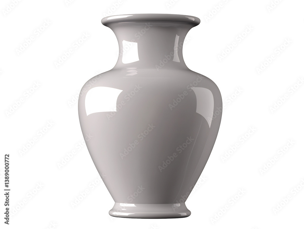 Elegant grey ceramic vase softly lit against white background. AI Generated Elegant grey ceramic vase softly lit against white background. AI Generated