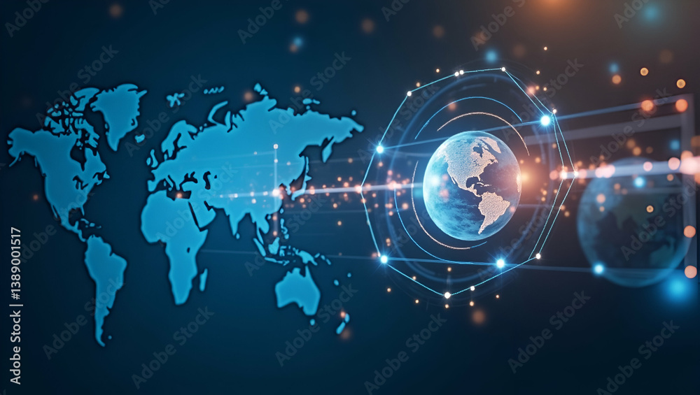 Obraz premium Modern Visual Narrative: Real-Time International Settlements with Instant Cross-Border Transfers, Automated Reconciliation, and Digital Clearing for Efficient Global Financial Exchange