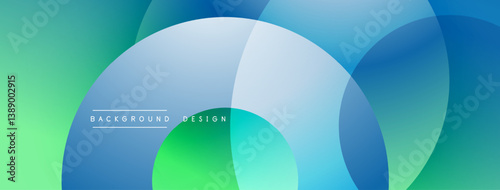 Overlapping circles create abstract composition. Gradient colors blend, forming smooth transitions. Modern design, vibrant hues, minimalist aesthetic.