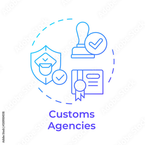 Customs agencies blue gradient concept icon. Government authorities. Integrated border management. Round shape line illustration. Abstract idea. Graphic design. Easy to use in presentation
