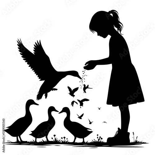 Child Feeding Ducks