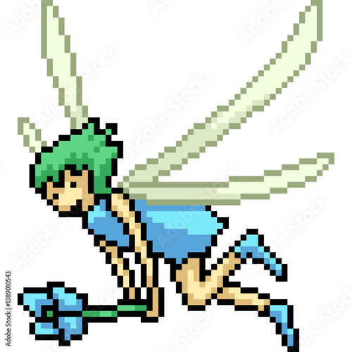 pixel art of fairy holding flower