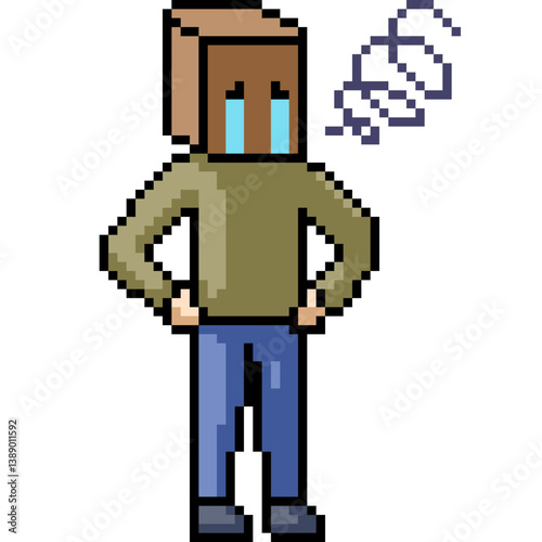 pixel art of man shame bucket