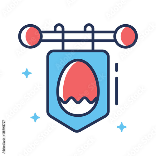 A flat outline icon showing hanging easter banner with an egg on it