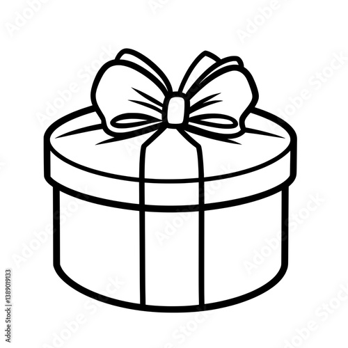 Round gift box with large decorative bow, ideal for celebrations, packaging, or holidays