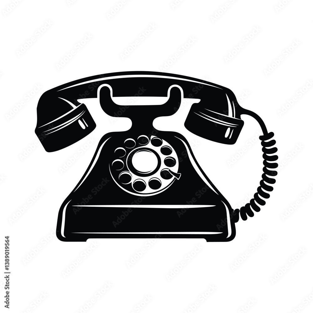 Old telephone minimalist silhouette design vector art Old telephone minimalist silhouette design vector art