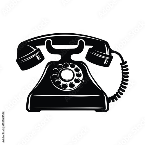Old telephone minimalist silhouette design vector art