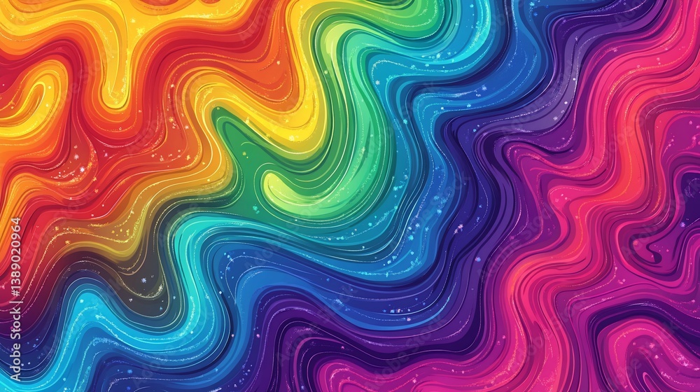 Abstract rainbow wave background with vibrant colors and wavy gradients