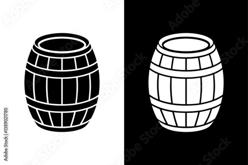 Barrel Silhouette Icon Classic Black and White Vector