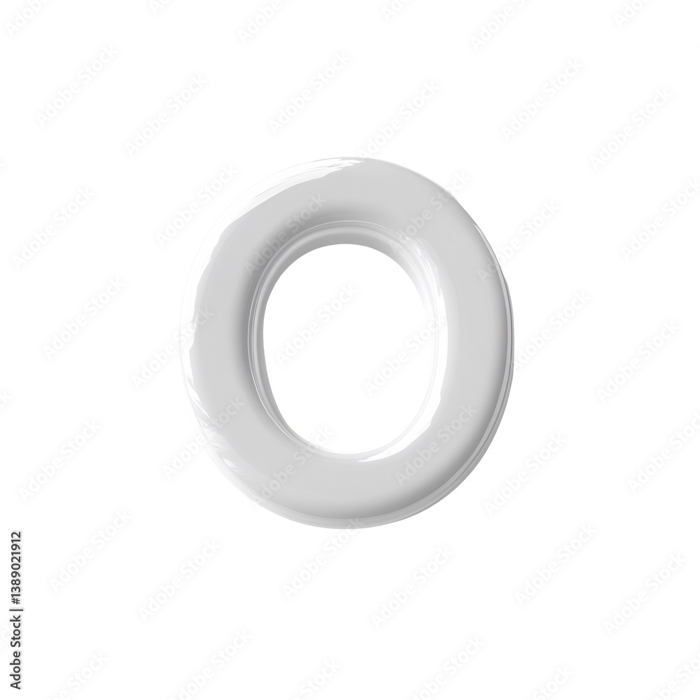 Clean white glossy letter O subtly shadows background. AI Generated Clean white glossy letter O subtly shadows background. AI Generated