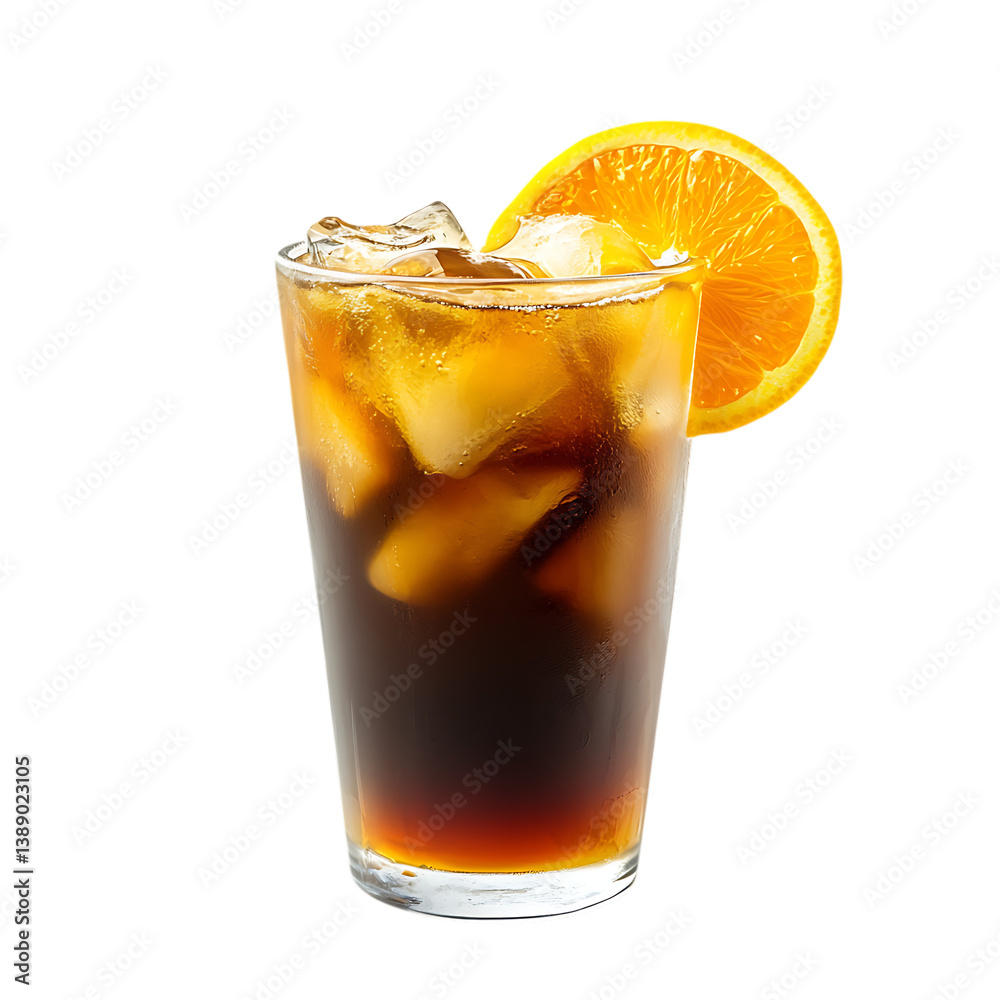 Iced Americano coffee with orange juice on png Iced Americano coffee with orange juice on png