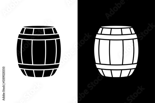 Barrel Vector Clipart Bold Silhouette in Black and White.