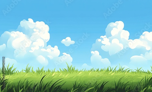 Lush green field under a vibrant blue sky (3)