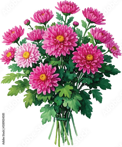 A beautiful bouquet of pink chrysanthemums and purple asters, a floral blossom of summer and autumn beauty