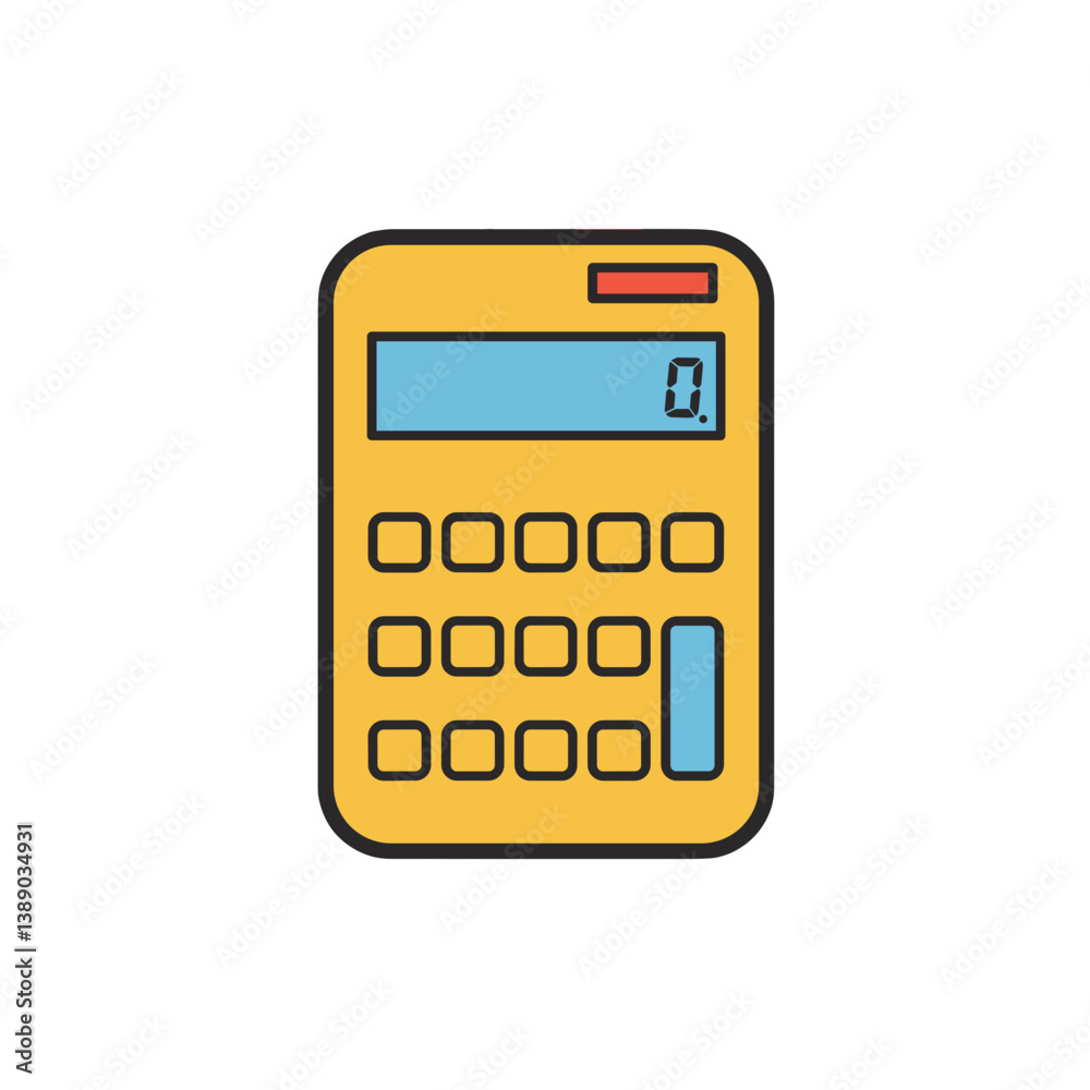Calculator in a modern style with a yellow color scheme  