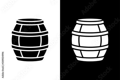 Barrel Silhouette Vector Icon Black and White Minimal Design.