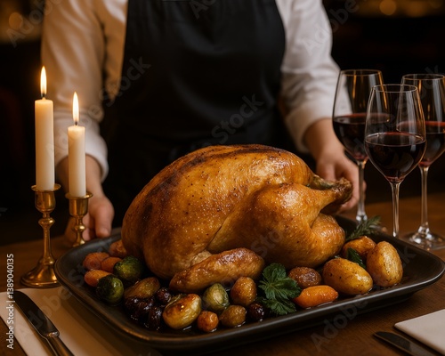 Roasted Turkey Thanksgiving Dinner Festive Food Holiday Feast