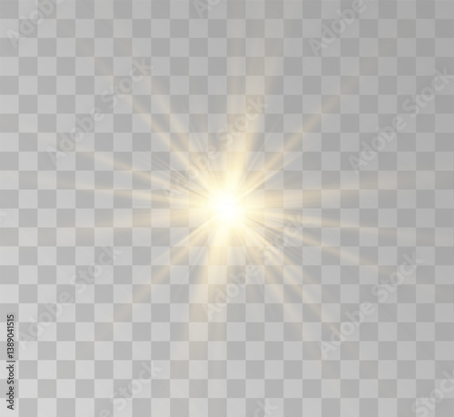Transparent yellow sunlight special lens flash light effect. Front solar flare lenses	