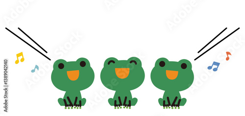 simple illustration of singing frogs