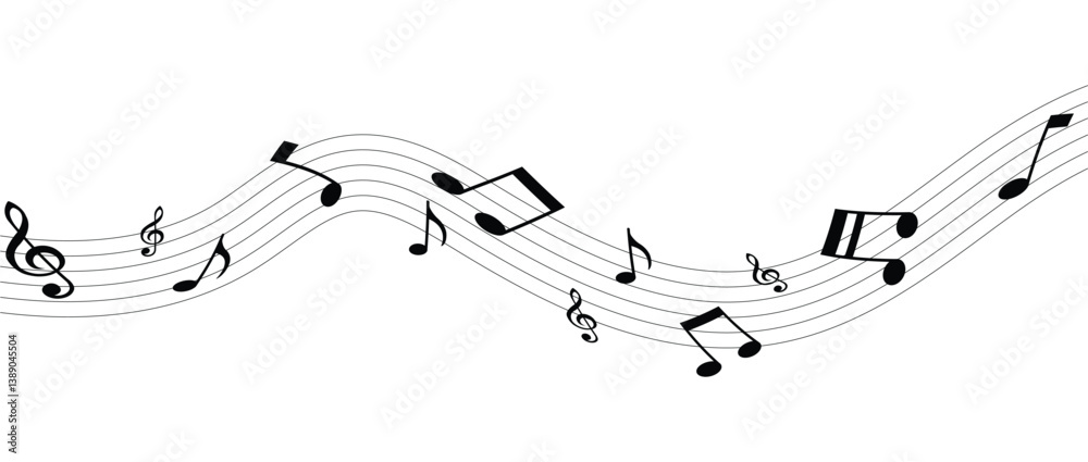 Music notes waves on a white, Curve musical signs, sound wave line symbol in eps 10. Music notes waves on a white, Curve musical signs, sound wave line symbol in eps 10.