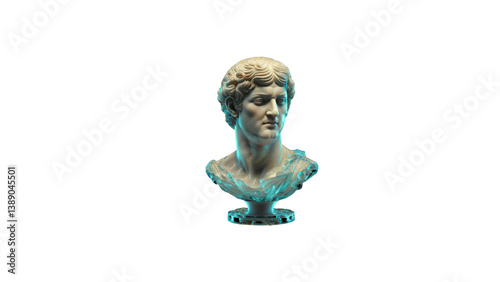 A blue-toned sculpture design, blending classical form with a modern textured finish.