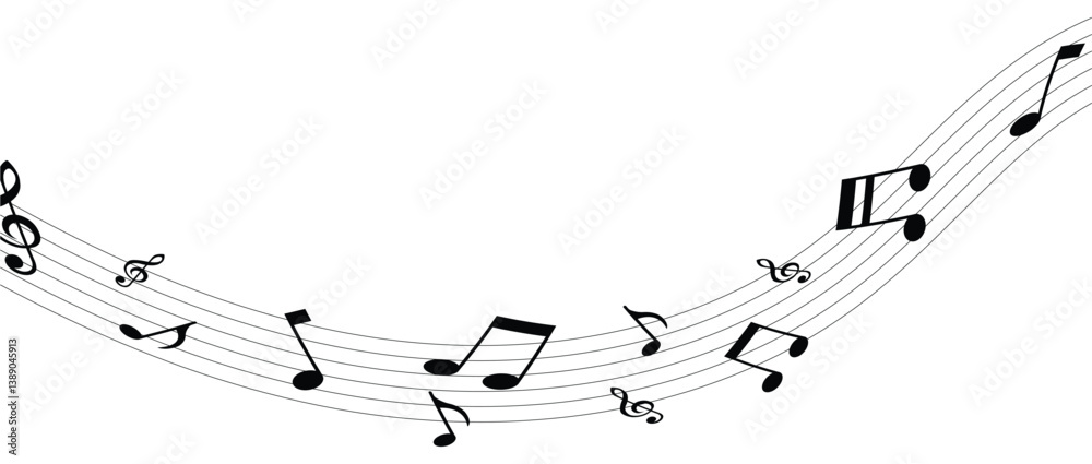 Music notes waves on a white, Curve musical signs, sound wave line symbol in eps 10. Music notes waves on a white, Curve musical signs, sound wave line symbol in eps 10.