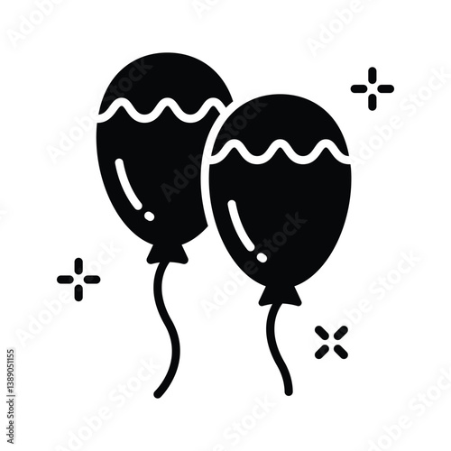 Easy to edit glyph icon of easter balloons