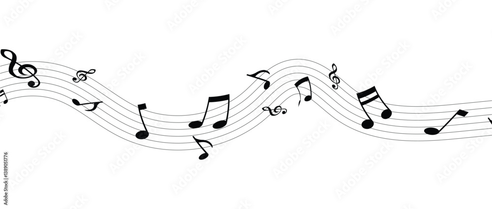 Elegant pattern of musical notes and treble clef flowing in harmony. Ideal for music sheet designs, banners, and abstract creative backgrounds. A modern, minimalist approach to melody in eps 10. Elegant pattern of musical notes and treble clef flowing in harmony. Ideal for music sheet designs, banners, and abstract creative backgrounds. A modern, minimalist approach to melody in eps 10.