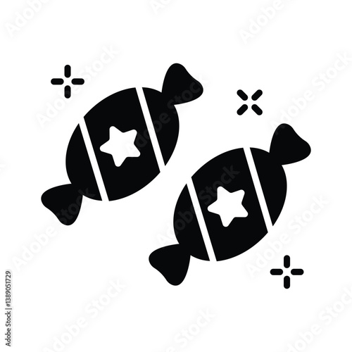 Wrapped toffees icon designed in glyph style