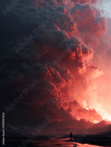 Obraz na płótnie forest fire and volcanic eruption. w salonie