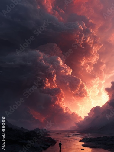 Obraz na płótnie forest fire and volcanic eruption. w salonie