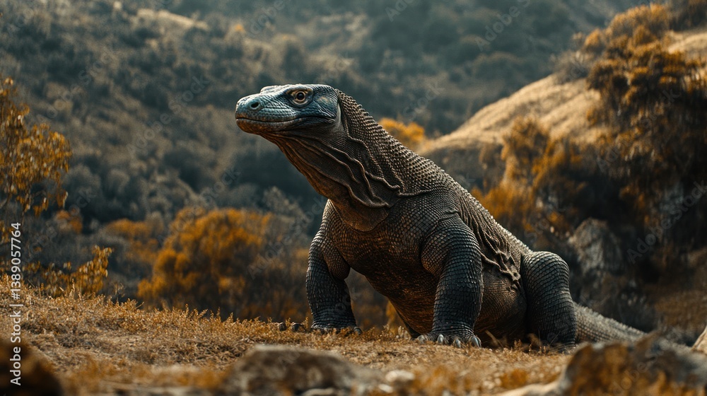 Fototapeta premium Majestic Komodo Dragon in its Natural Habitat