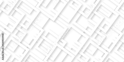 Vector white and gray overlap triangle geometric technology pattern. minimal rectangle arranged white lines transparent web square background layers. overlap web presentation design.