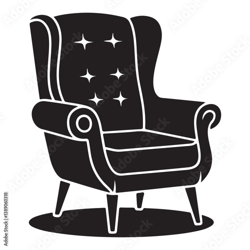 black leather armchair vector.