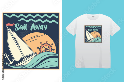 Set of illustrations of colorful pirate ships. AI generative.