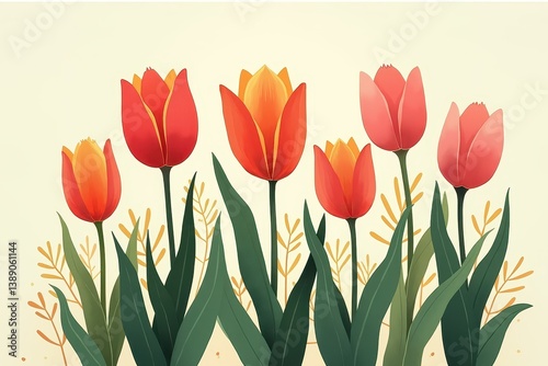 Elegant tulips blooming in soft spring garden setting