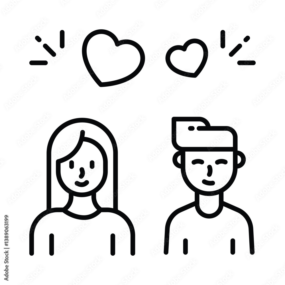 Romantic Relationship vector outline icon. EPS 10 file Romantic Relationship vector outline icon. EPS 10 file