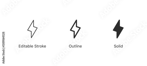 thunder bolt flash icon, flash lightning bolt icon - Electric power icon symbol - Power energy icon sign in filled, thin, line, outline and stroke style for apps and website