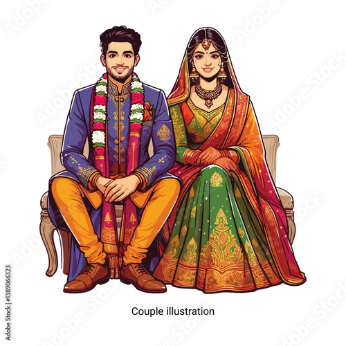 Custom wedding couple illustration capturing love, personality, and style in a unique, artistic way, perfect for gifts, invites, or keepsakes
