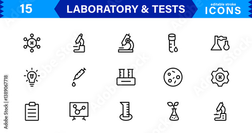 Set of Laboratory and Test Icons. Perfect for Scientific, Medical, and Research-Based Projects to Enhance Your Designs.