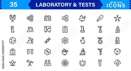 Set of Laboratory and Test Icons. Perfect for Scientific, Medical, and Research-Based Projects to Enhance Your Designs.