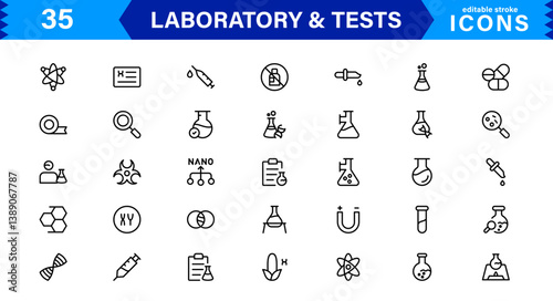 Set of Laboratory and Test Icons. Perfect for Scientific, Medical, and Research-Based Projects to Enhance Your Designs.