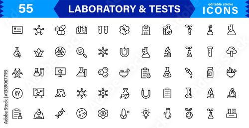 Set of Laboratory and Test Icons. Perfect for Scientific, Medical, and Research-Based Projects to Enhance Your Designs.