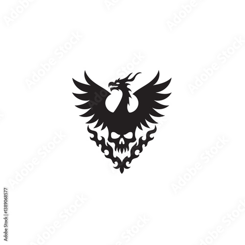 Dark Fantasy Phoenix Skull Emblem

