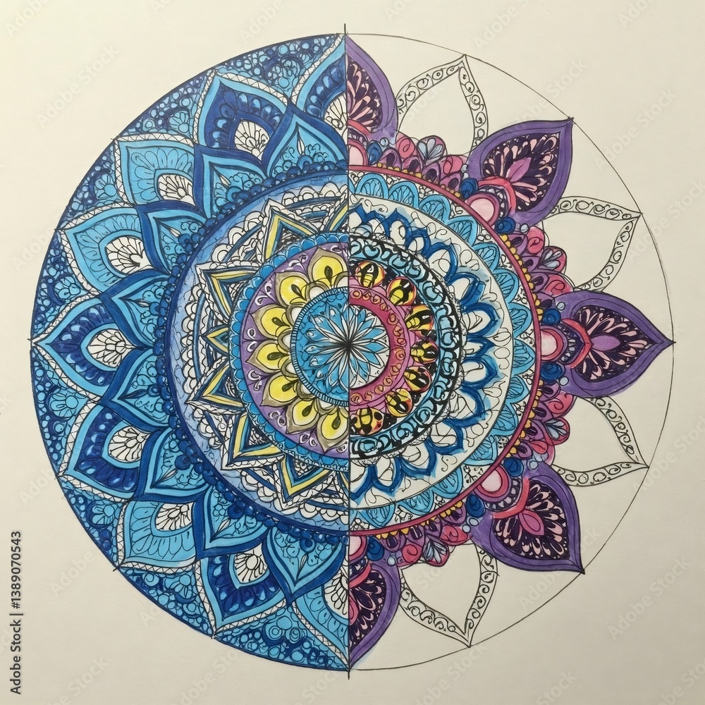 Fototapeta premium Colorful mandala showing traditional indian culture and spirituality