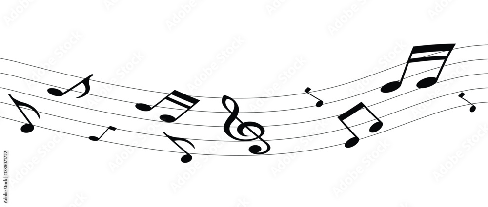 Elegant pattern of musical notes and treble clef flowing in harmony. Ideal for music sheet designs, banners, and abstract creative backgrounds. A modern, minimalist approach to melody in eps 10. Elegant pattern of musical notes and treble clef flowing in harmony. Ideal for music sheet designs, banners, and abstract creative backgrounds. A modern, minimalist approach to melody in eps 10.