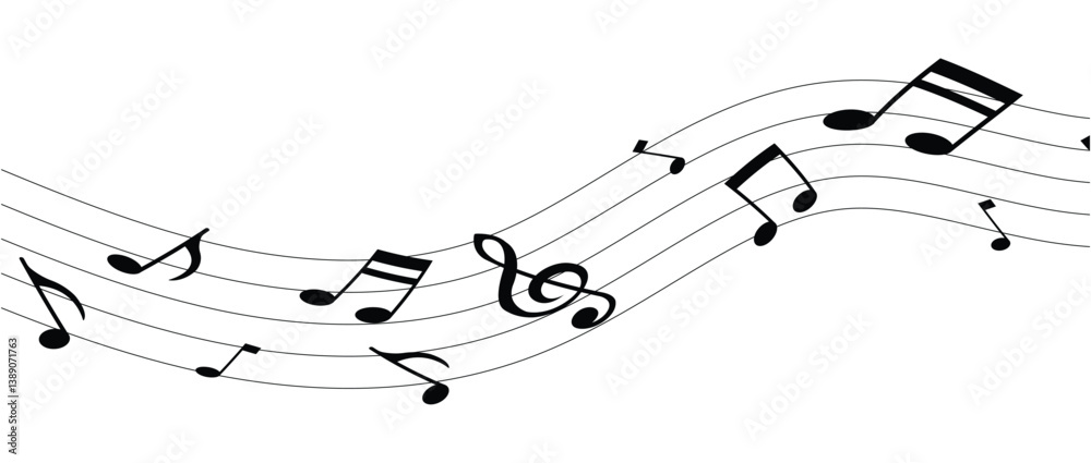 Elegant pattern of musical notes and treble clef flowing in harmony. Ideal for music sheet designs, banners, and abstract creative backgrounds. A modern, minimalist approach to melody in eps 10. Elegant pattern of musical notes and treble clef flowing in harmony. Ideal for music sheet designs, banners, and abstract creative backgrounds. A modern, minimalist approach to melody in eps 10.